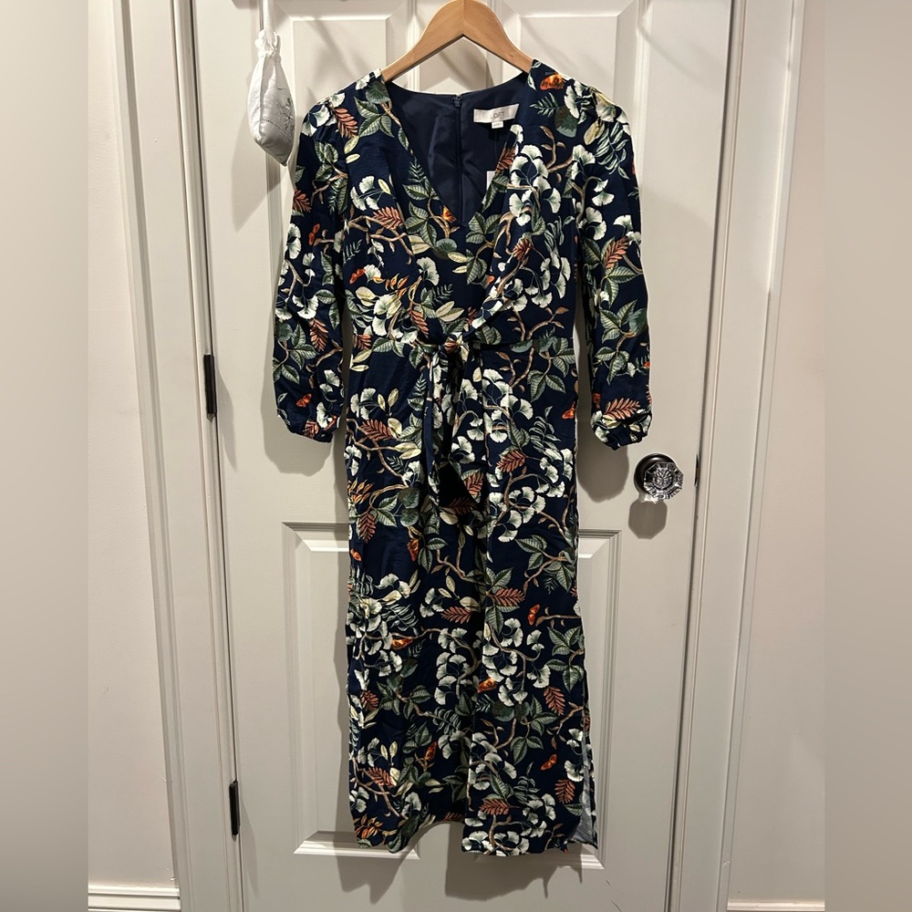 NWT. LOFT Navy Floral Dress